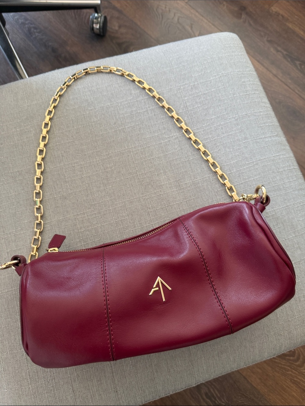 Manu Atelier Cylinder Leather Shoulder Bag in Burgundy